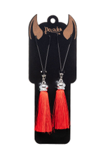 Зажимы на соски «Вилки» с красными кисточками из шелка