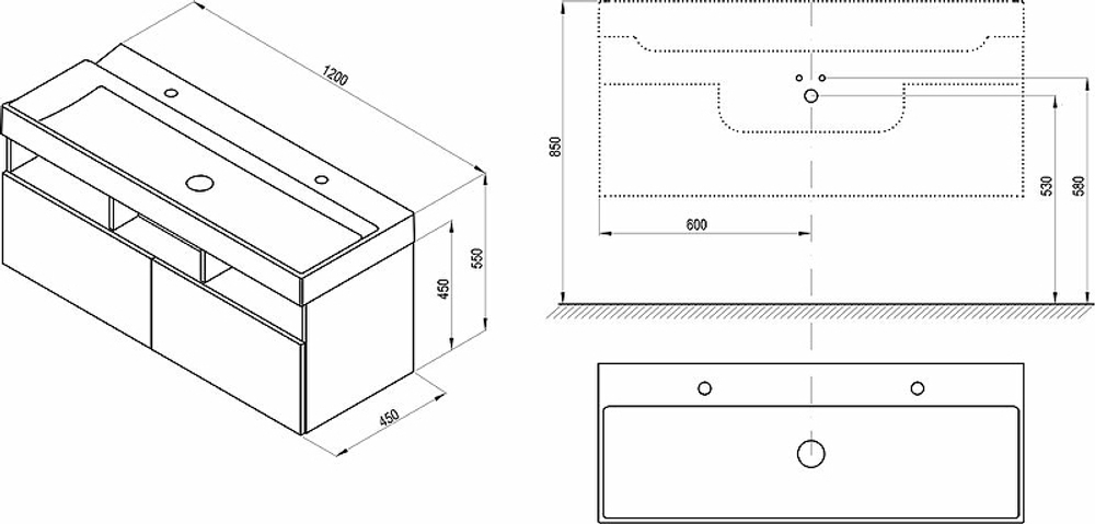 Тумба под раковину Ravak SD Natural 120 X000001053 подвесная Белая глянцевая