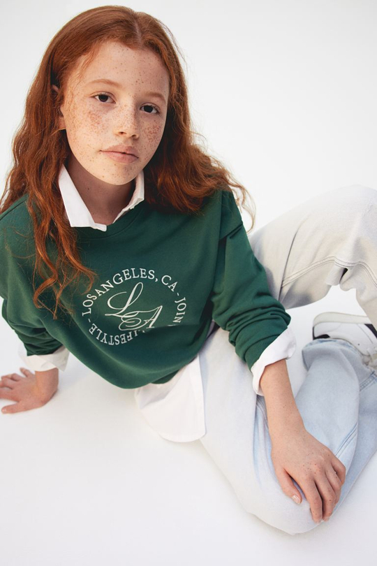 H&M Толстовка с контрастными деталями, темно-зеленый