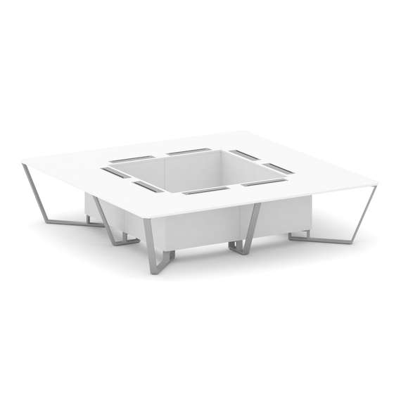 Steel Meet Стол переговорный квадратный KD-PR.B.SP-16K Белый Бриллиант/Металл Серый 3200*3200*750