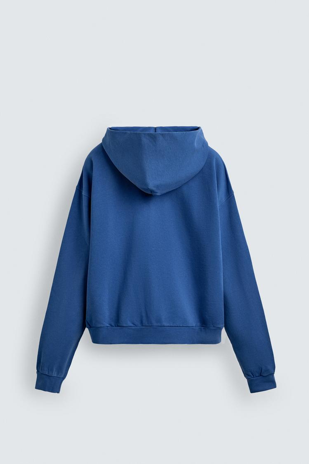 ZARA ТОЛСТОВКА С ЭФФЕКТОМ ПОТЕРТОСТИ НА МОЛНИИ С КАПЮШОНОМ, СТАЛЬНОЙ СИНИЙ