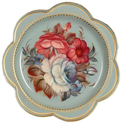 Жостовский поднос декоративный, размер 18 см (A1), металлический