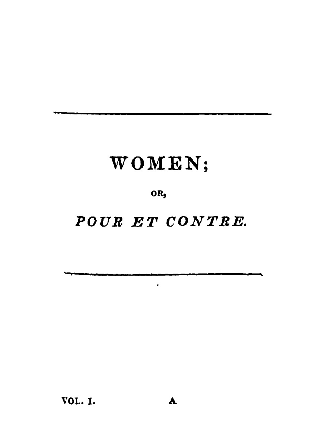 Women; or, Pour et Contre | Maturin Charles Robert