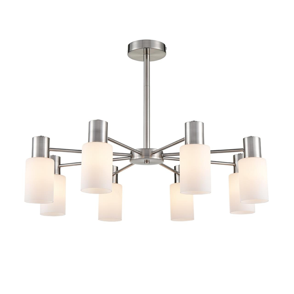 8099/8C COMFI LN26 105 никель/белый металл/стекло Люстра потолочная Е14 8*40W 220V MAVE