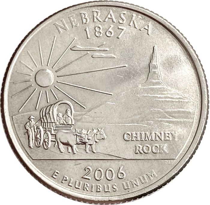 25 центов (1/4 доллара, квотер) 2006 США «Штат Небраска» (D)