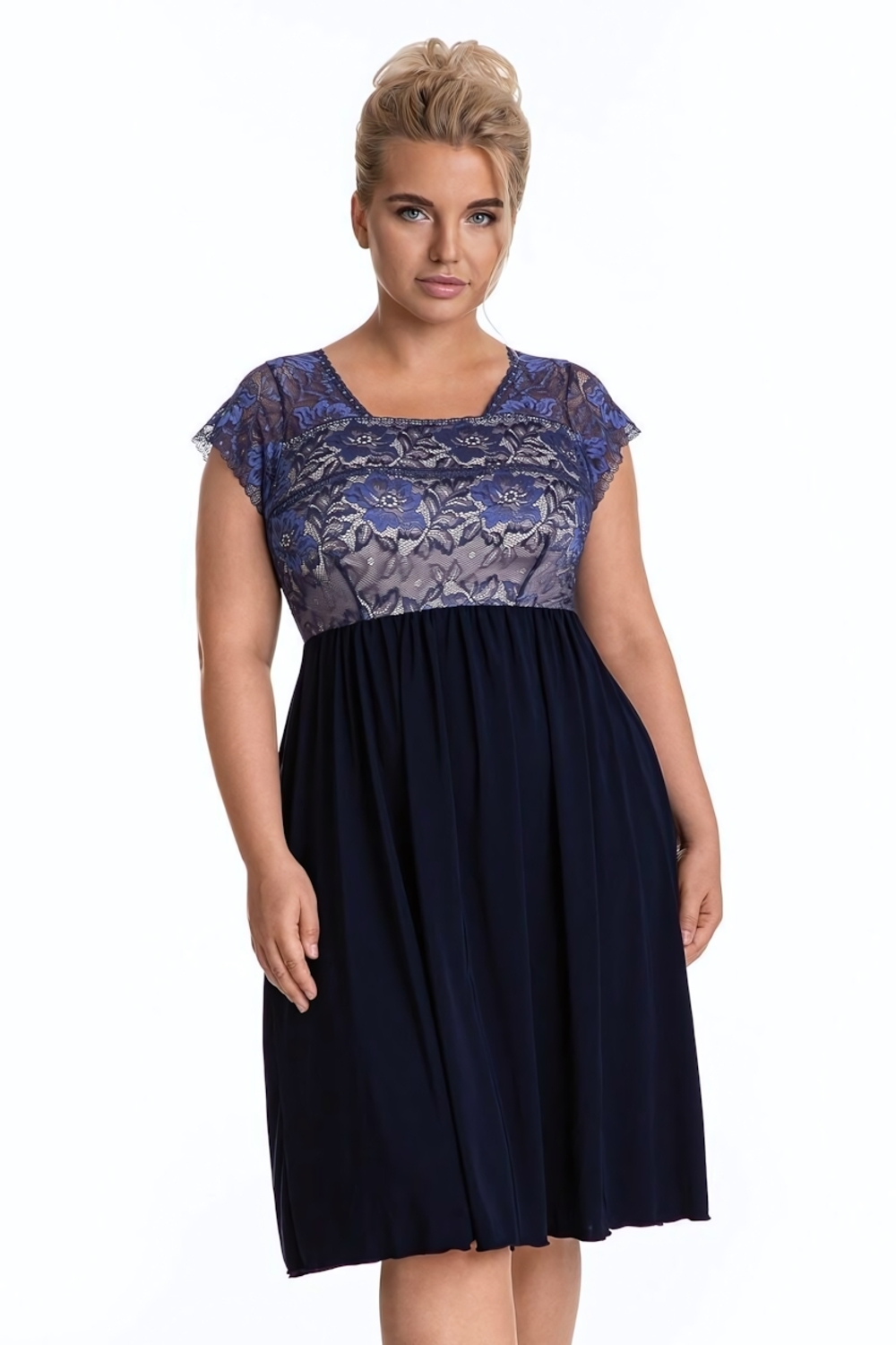 Сорочка Sofie с кружевным верхом (Размер: 5X) (Цвет: темно-синий)