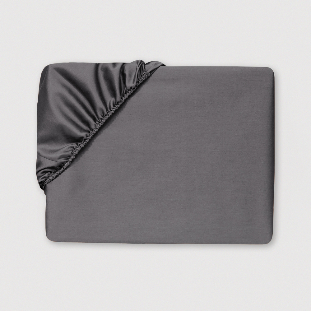 Постельное белье cемейное Сlaire&Caroll Lune темно-серое с белым кантом