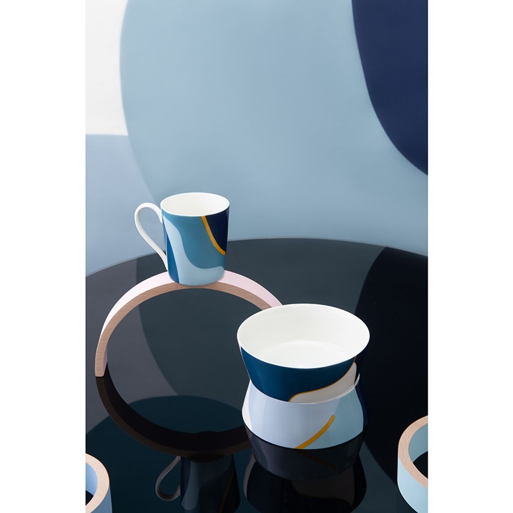 Набор из двух салатников синего цвета с авторским принтом из коллекции Freak Fruit, 16см