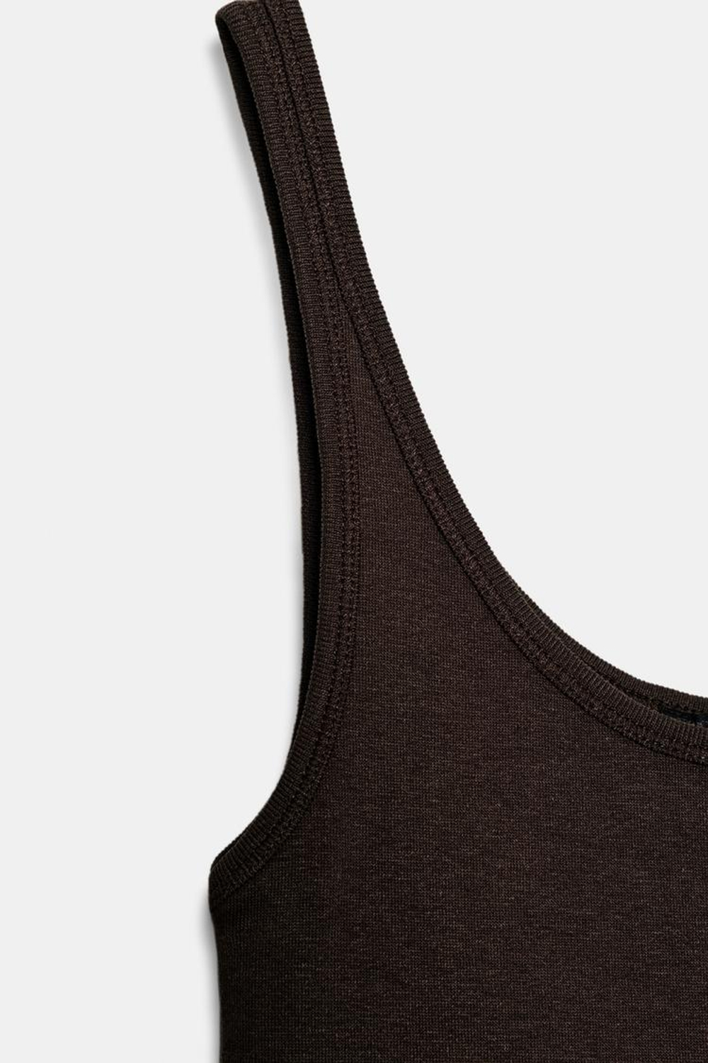 ZARA МАЙКА НА БРЕТЕЛЯХ, КОРИЧНЕВЫЙ