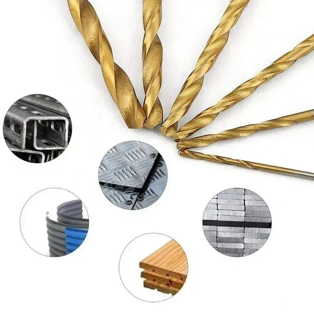 Набор сверл по металлу с титановым покрытием - 60 штук.