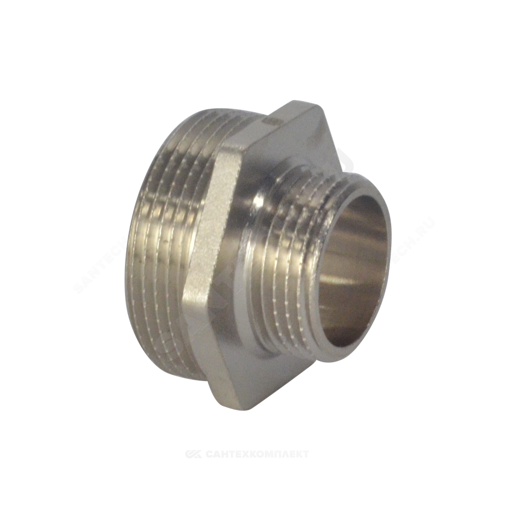 Ниппель латунь никель переходной Ду 15х10 (1/2"х3/8") НР SantechSystems