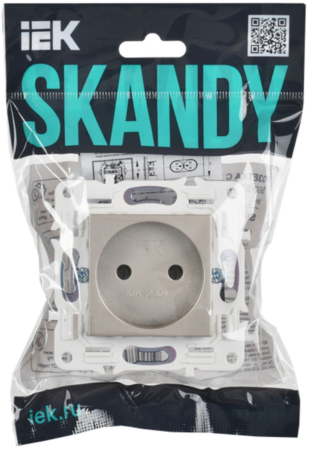 SKANDY Розетка без заземления без защитных шторок 10А SK-R02Sh шампань IEK