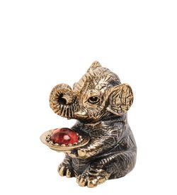 Народные промыслы AM-3256 Фигурка «Слон праздник» (латунь, янтарь)