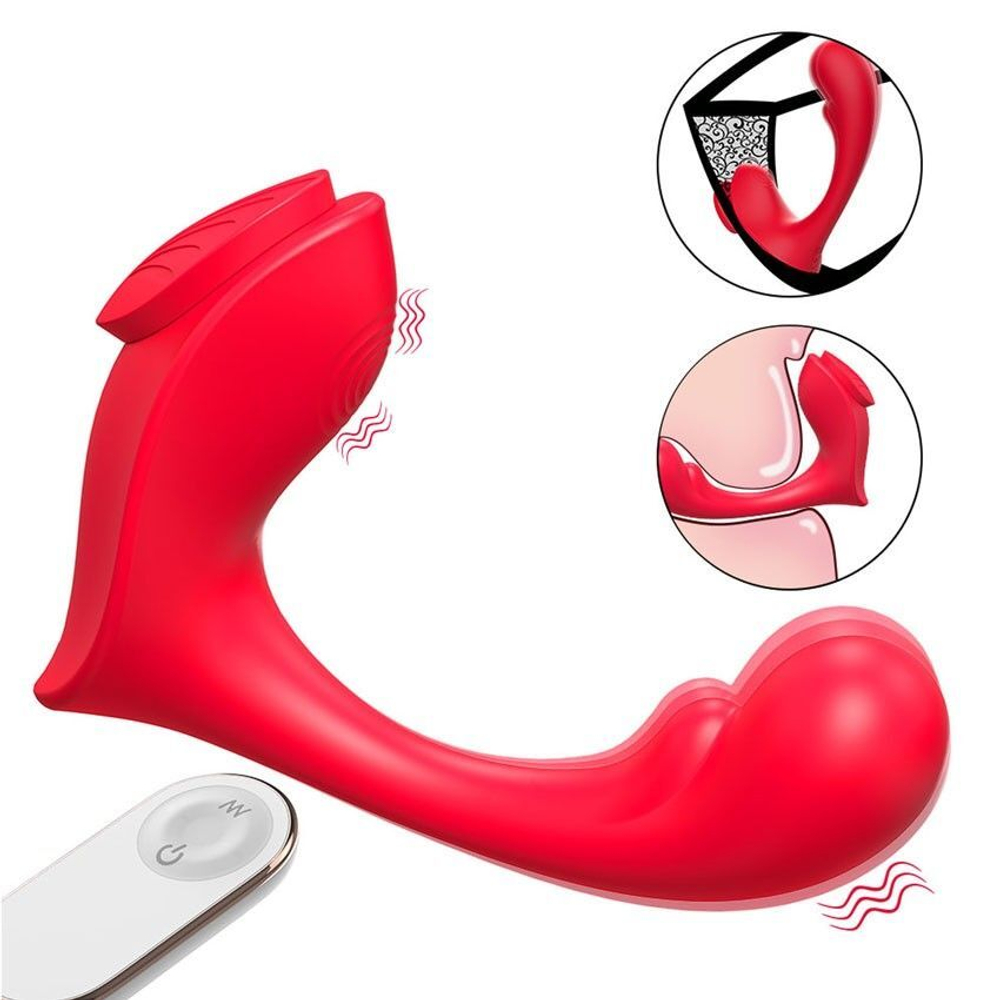 Красный вибромассажер в трусики Love-RCT - 13,1 см. (Цвет: красный)