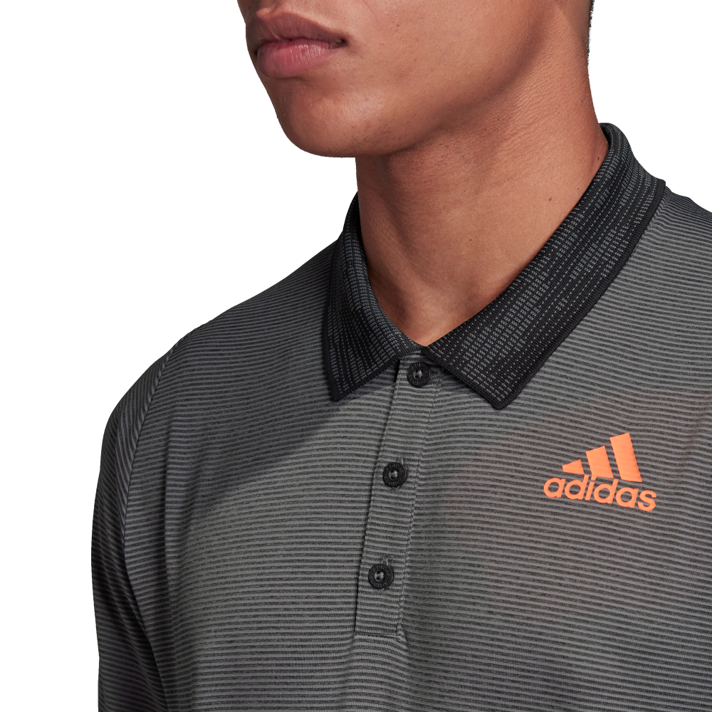 Мужское поло теннисное Adidas M Freelift Polo Primeblue - grey six/true orange