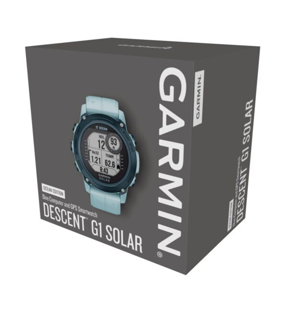 Часы для дайвинга Garmin Descent G1 Solar Ocean Edition лазурного цвета, 010-02604-04