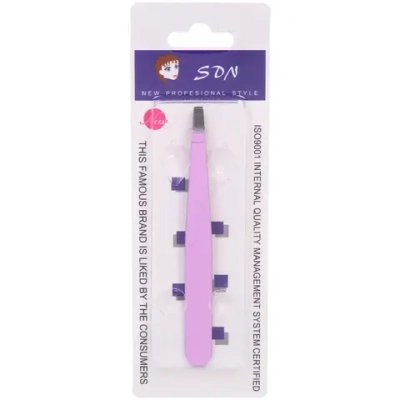 Пинцет для бровей на блистере «Bon Kapriz», скошеный, цвет розовый, 9,5см