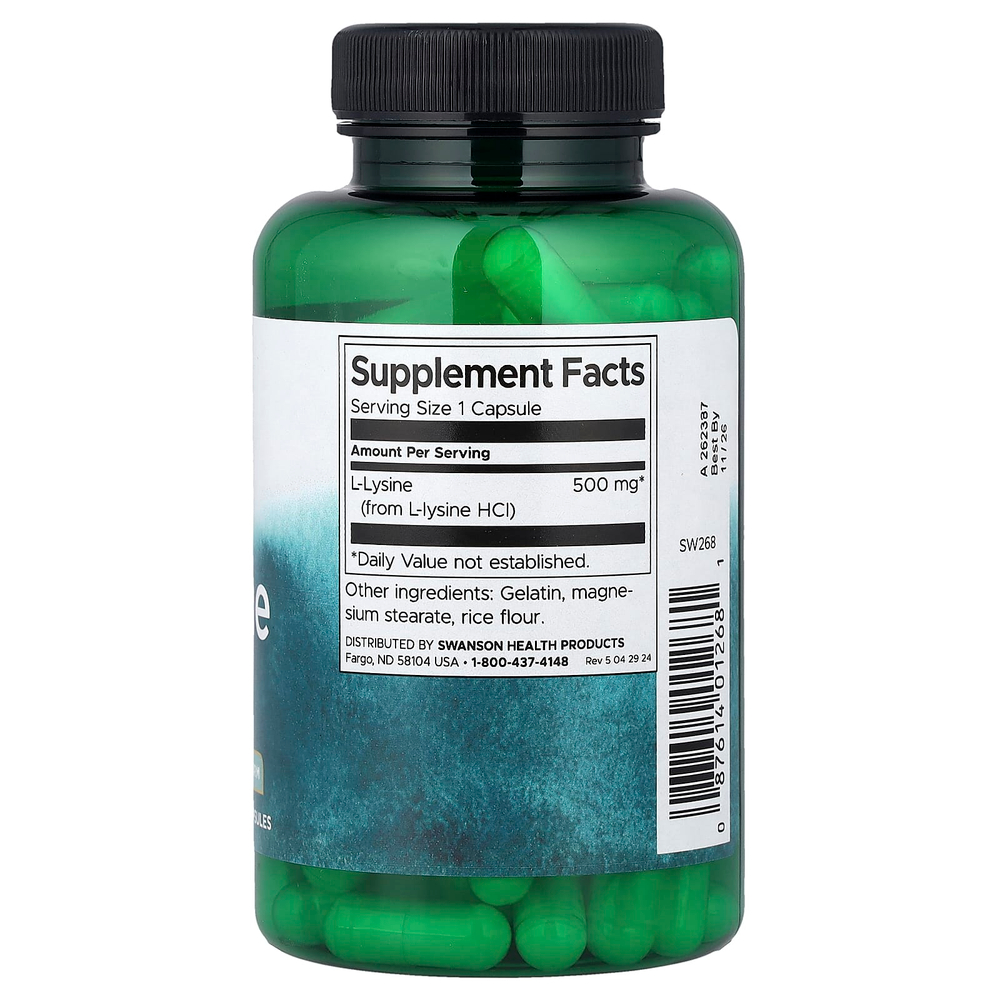 Swanson, L-лизин, 500 мг, 100 капсул