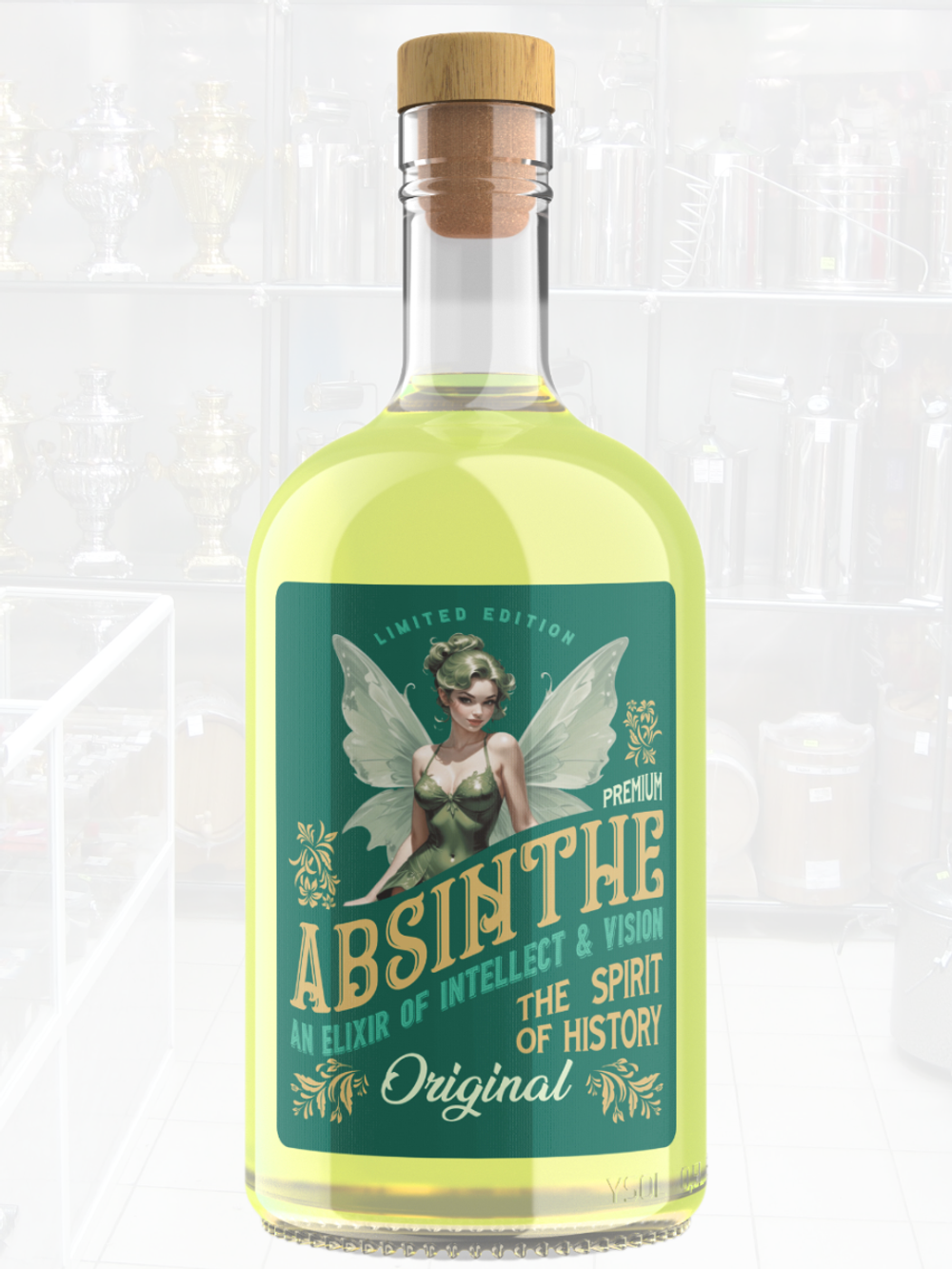 Наклейки на бутылки Абсент. Блестящие 10 шт.