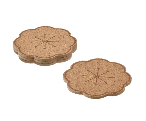 СВАРТВИДЕ SVARTVIDE Набор подстаканников, пробка/узор, 10 см