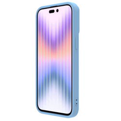 Чехол с MagSafe и с шелковистым покрытием синего цвета (Haze Blue) от Nillkin для iPhone 15 Pro Max, серия CamShield Silky Magnetic Silicone Case