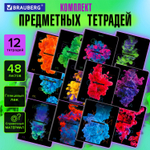 Тетради предметные комплект 12 ПРЕДМЕТОВ 48 л. глянцевый УФ-лак BRAUBERG "PIGMENT" (2 штуки в упаковке)
