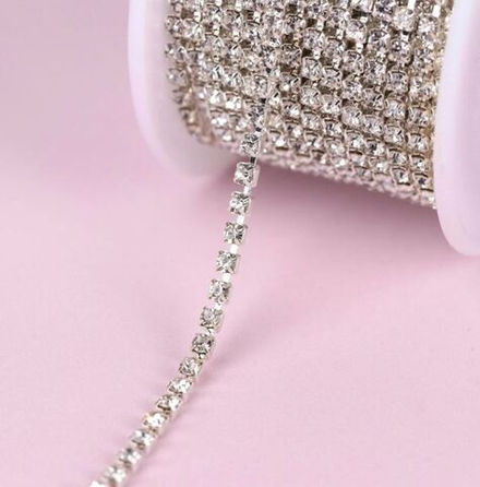 Цепь со стразами SS6 2мм,серебряный стекло АУ 4325404