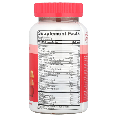 SmartyPants, Женские жевательные конфеты с омега-добавками, клубничный, апельсиновый и лимонный крем, 90 жевательных таблеток