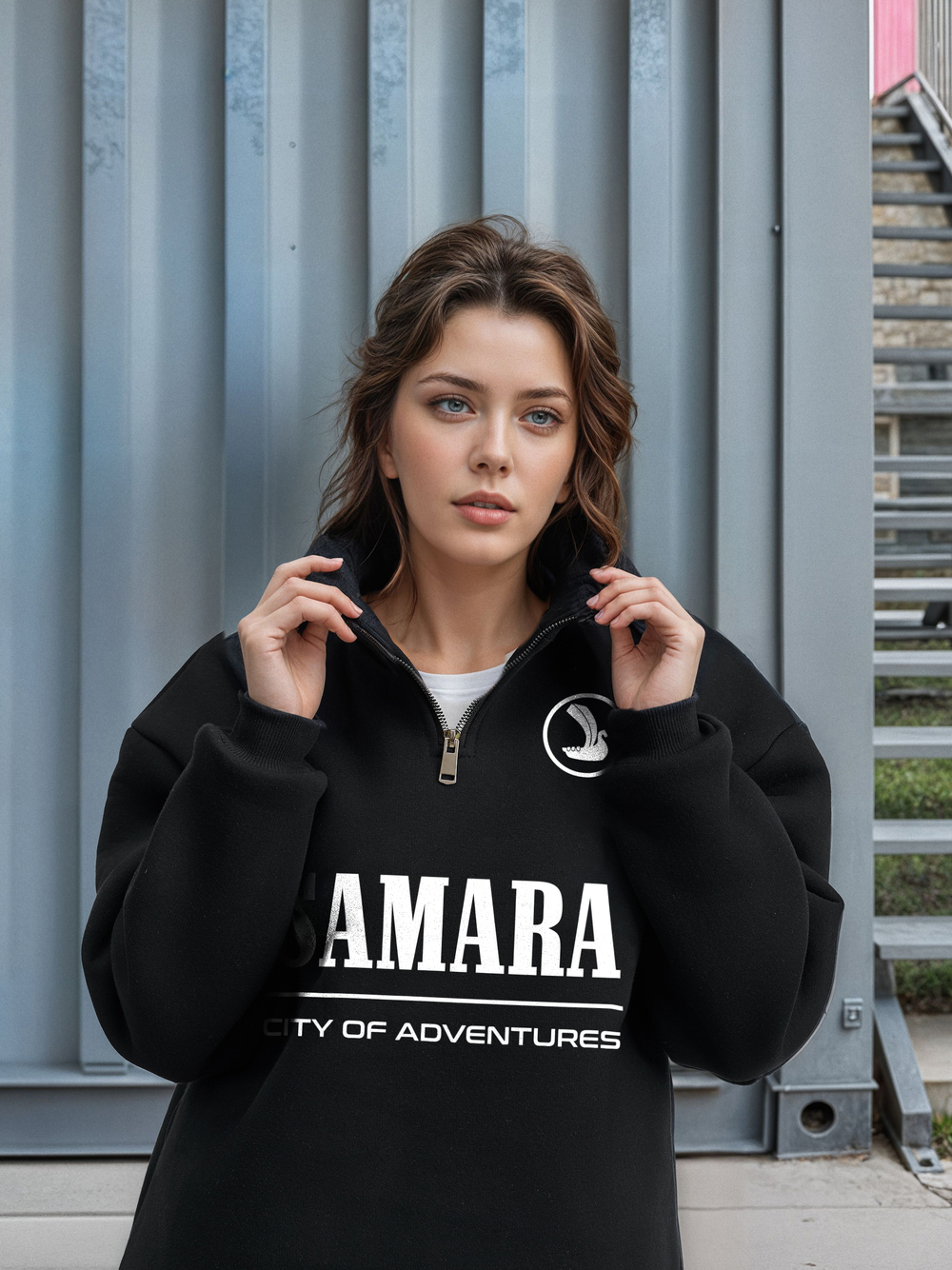 Толстовка женская с зип-воротником "Samara" черный