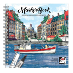 Альбом для рисования маркерами 195х195 мм 40л., черн. бумага с хлопк.волокном "Лодка" (Феникс+)