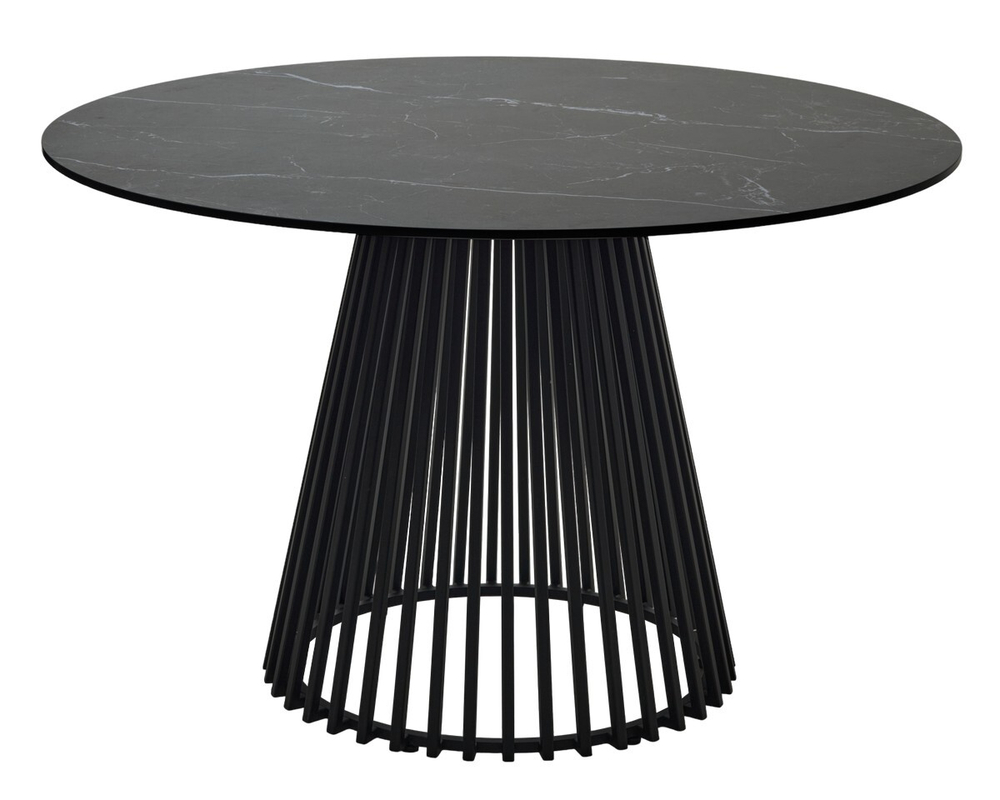 Стол TERNI 120 MATT BLACK MARBLE SOLID CERAMIC Черный мрамор матовый, керамика /Черн.каркас, ®DISAUR