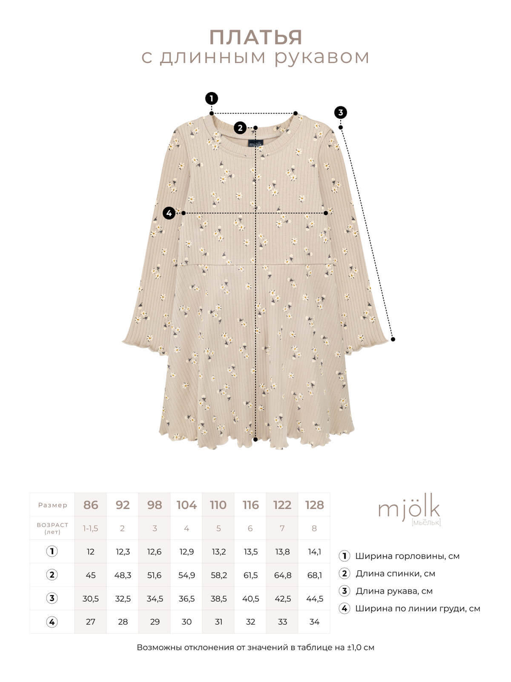 Платье с длинным рукавом Mjölk Navy Flowers