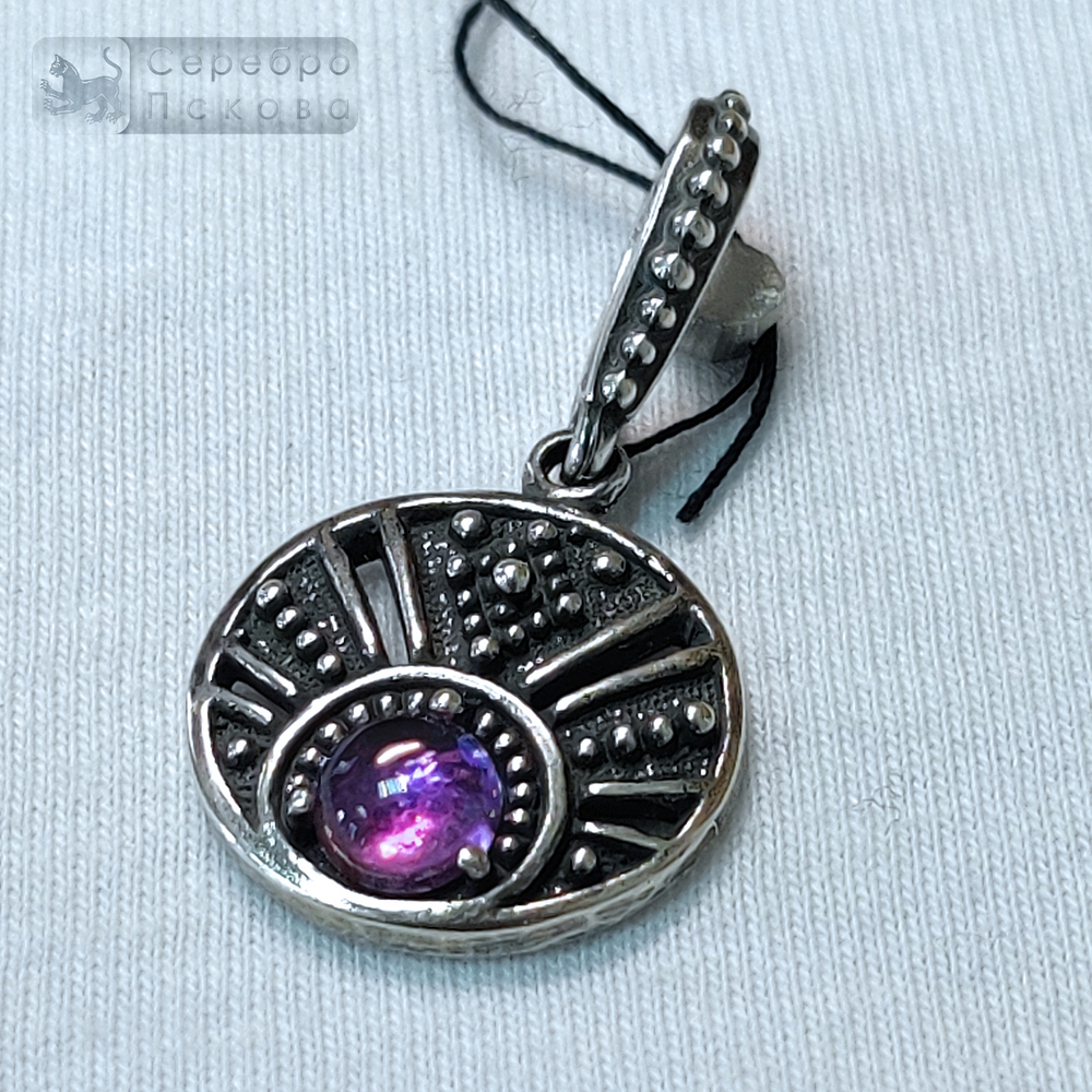 Подвеска "Лунница" с гранатом/аметистом