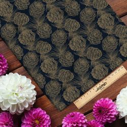 Ткань габардин шишки в стиле паутинка