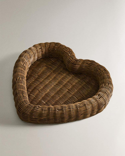 ZARA HOME НОВОГОДНИЙ ПОДНОС ИЗ РОТАНГА В ФОРМЕ СЕРДЕЧКА, КОРИЧНЕВЫЙ