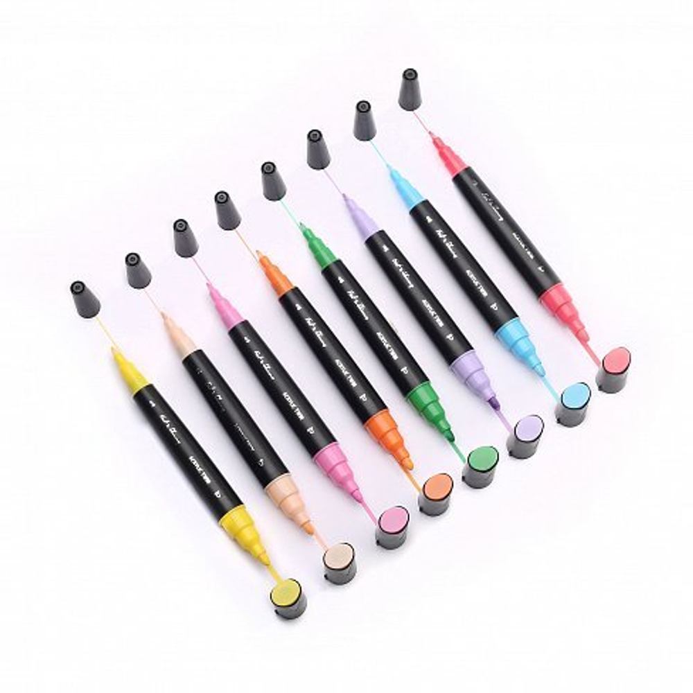 Набор акриловых маркеров Fat&Skinny Duo PASTEL  - 8шт (1 / 2,5мм)