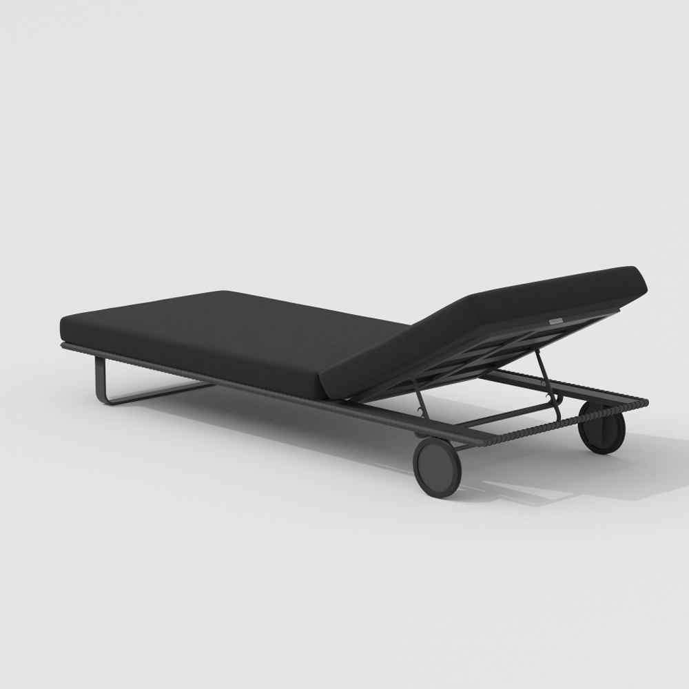 Шезлонг Ideal Patio КОСТА на колесах черный - каркас карбон