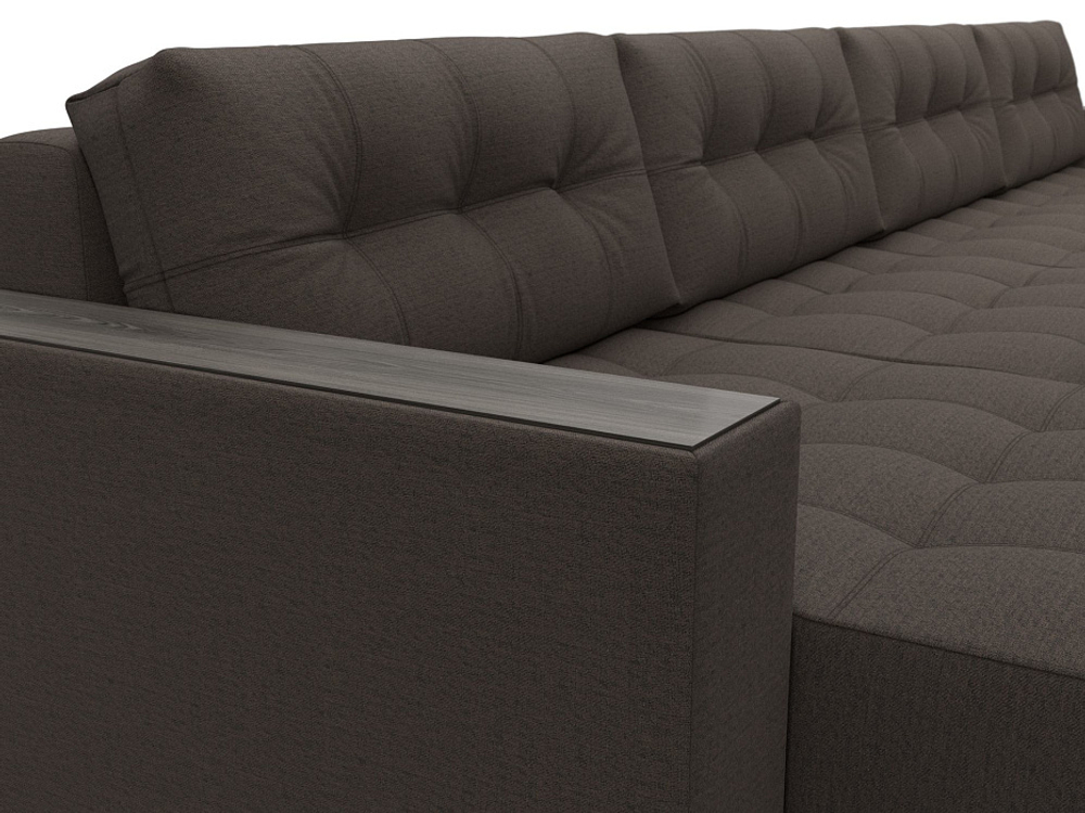 Диван П-образный с декором Лига-049 НПБ Лонг, Амур 05 рогожка коричневый.