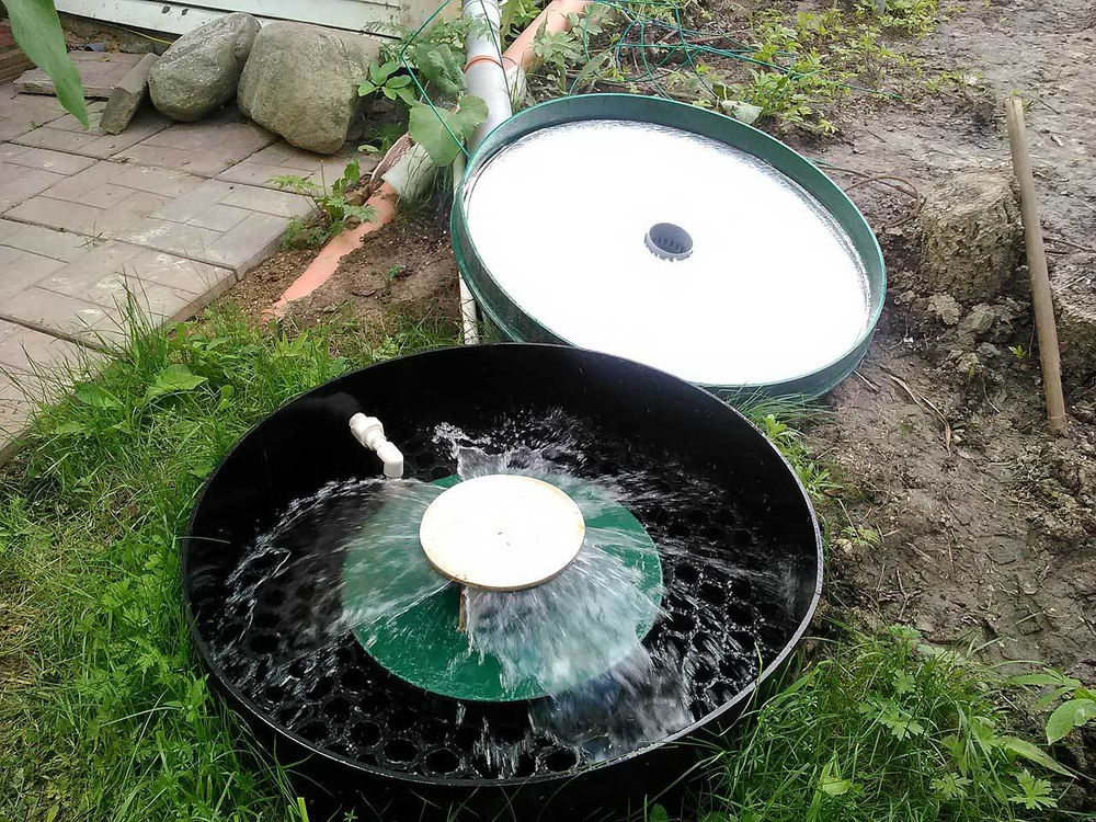 Станция биологической очистки Евролос Био 6 PR 3 000 л. вертикальная / 1300 л. в сутки / 6 чел. / принудительный сброс / насосная аэрация (160x160x200см;169кг;черный) - арт.556051