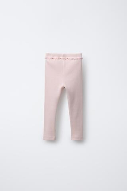 ZARA ЛЕГИНСЫ С КРУЖЕВОМ, ЦВЕТ РОЗОВОГО ДЕРЕВА