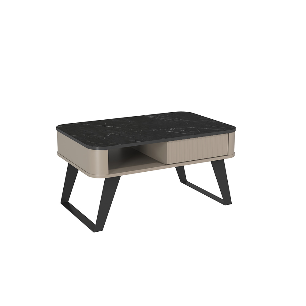 Стол журнальный Фиделия 76.10, Серый камень, Мрамор черный