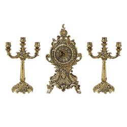 Bello De Bronze Каминные часы с маятником с канделябрами "Олеандр"