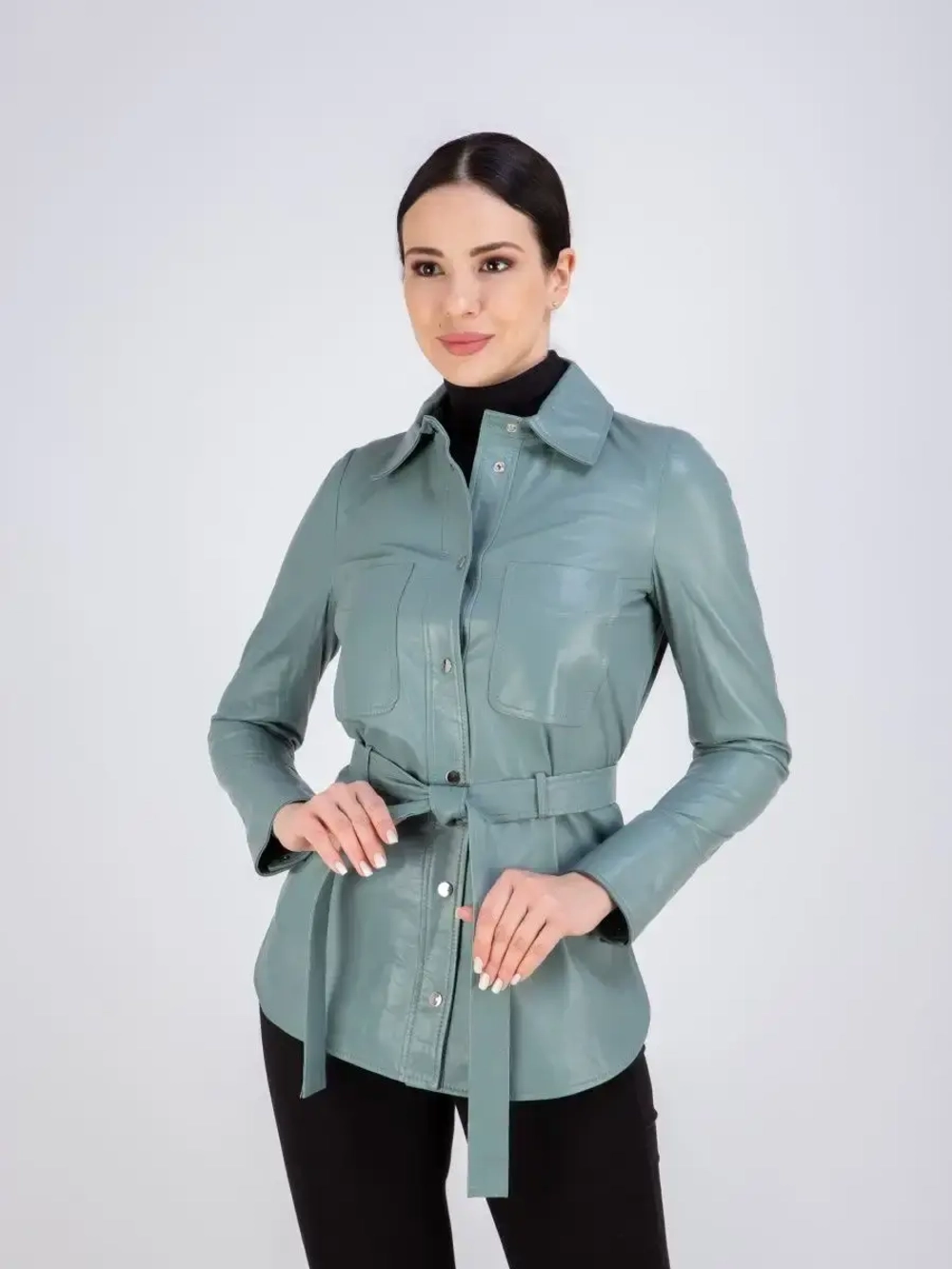 Кожаная куртка весна - лето рубашка
