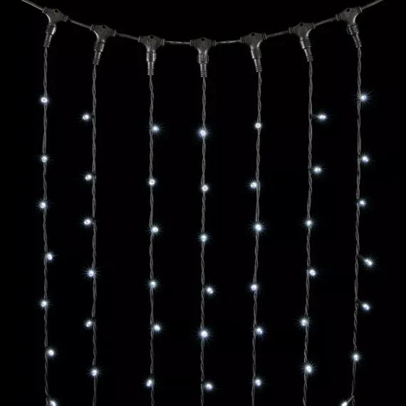 Светодиодный занавес Sealed с супер-мерцанием 2*3 м., 220V., 600 холодных белых LED ламп, черный каучук, Beauty Led (LL602ABL-1-2W)
