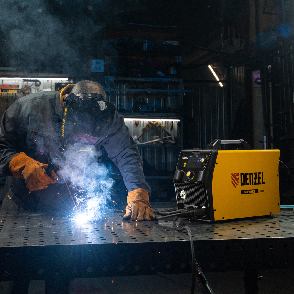 Аппарат инвертор. полуавтомат. cварки IMIG-185SDR, 180 А, ПВ 60%, катушка 5 кг Denzel