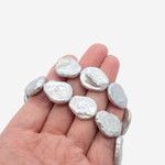 Жемчуг культивированный барочный в форме вытянутой монетки, серый, 18-20*15мм