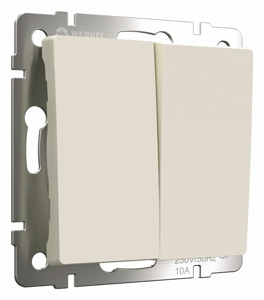 Выключатель проходной двухклавишный Werkel айвори матовый W1122062