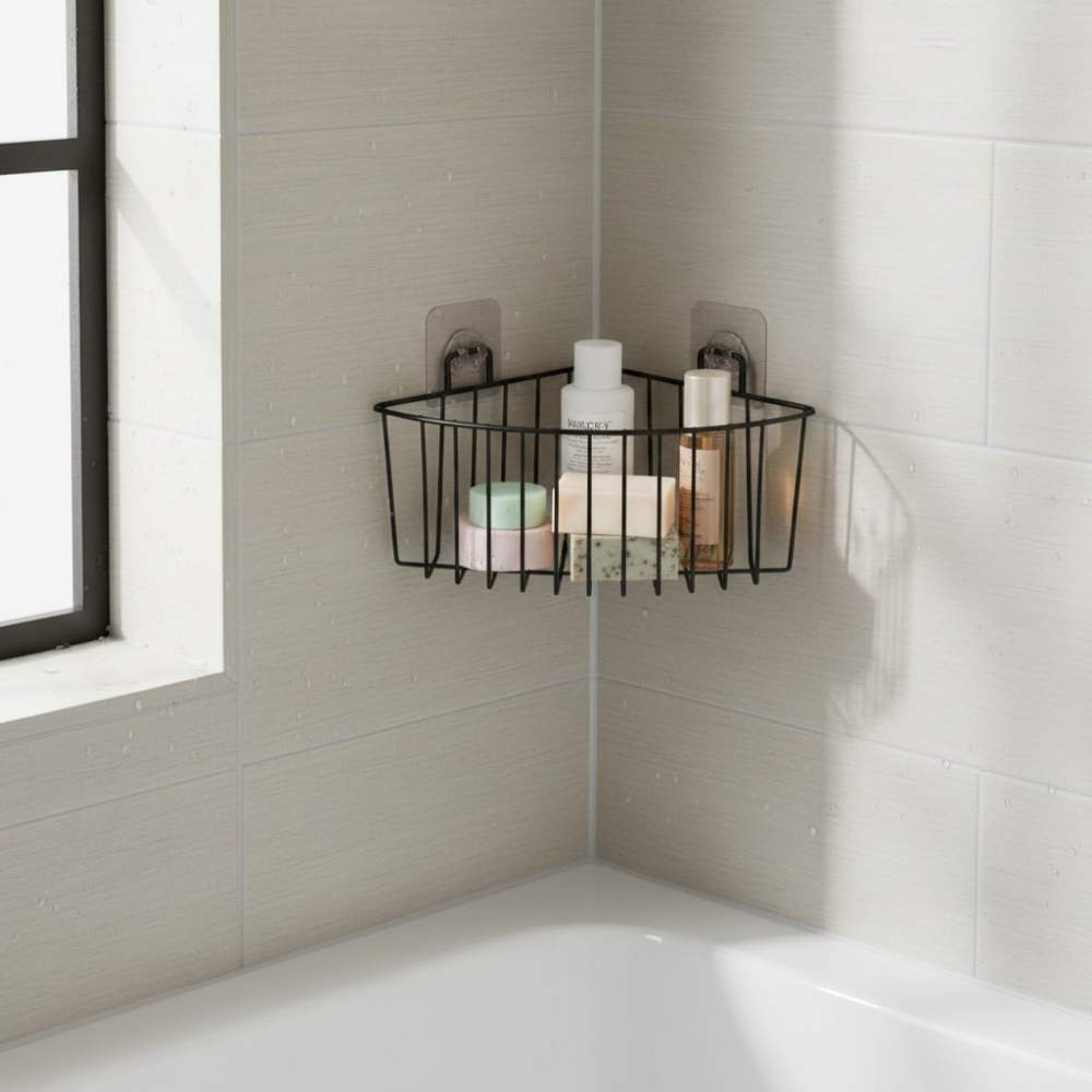 Корзина подвесная угловая для ванной "Black", 18*18*9,5см, до 4кг