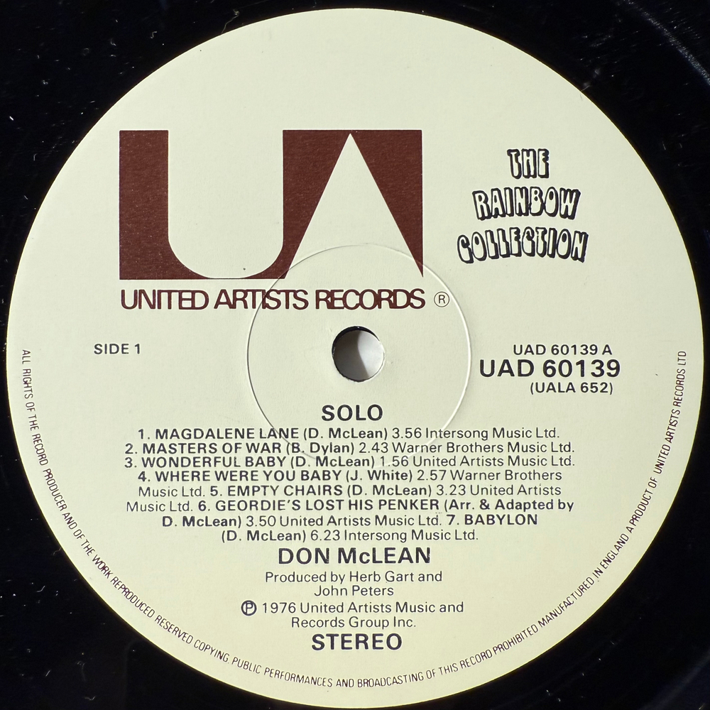 Don McLean ‎– Solo 2Lp (Англия 1976г.)