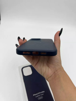 Кожаный чехол Leather Case iPhone 12 Pro Max, Midnight Blue Темно-Синий